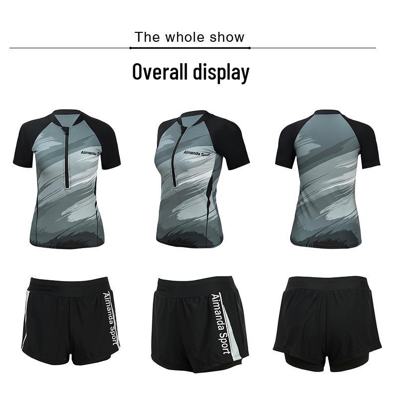 2024 Übergröße Damen Sportlicher Patchwork Zweiteiler Badeanzug