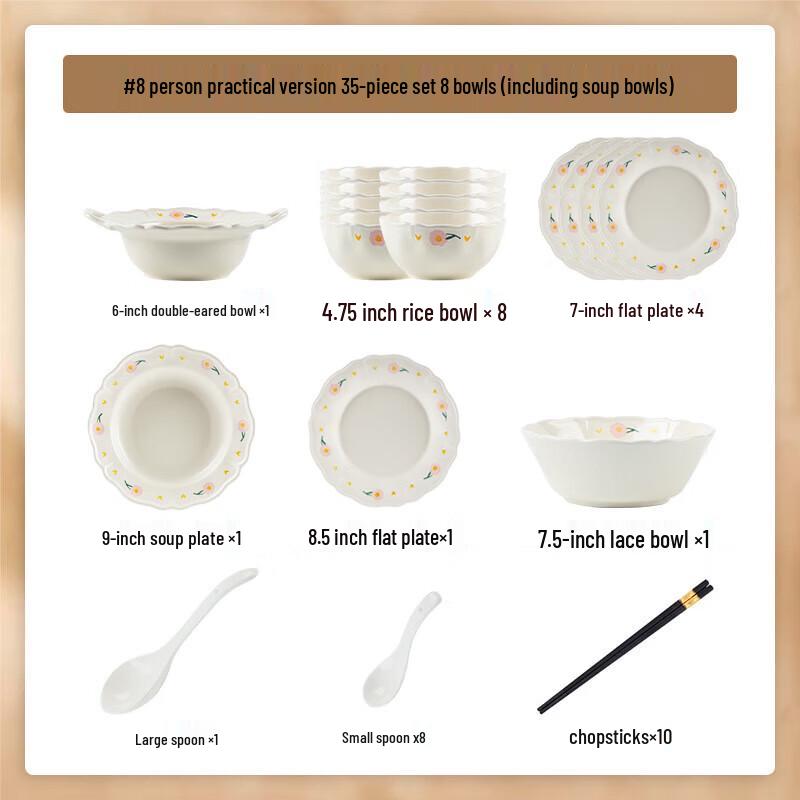 

Kangmo French White Peony Ceramic Tableware Set