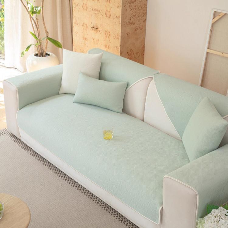 Summer Cool Doudou Ice Silk Special-shaped Sofa Cushion Mat Cushion Fixed Non-slip New Straight Row Sofa Cover
