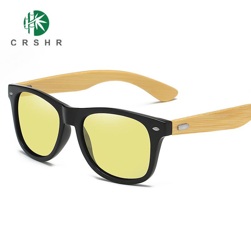 Retro Polaryzacyjne Okulary Bambusowe z Bambusowymi Zausznikami Mao - Unisex Styl Europejski i Amerykański