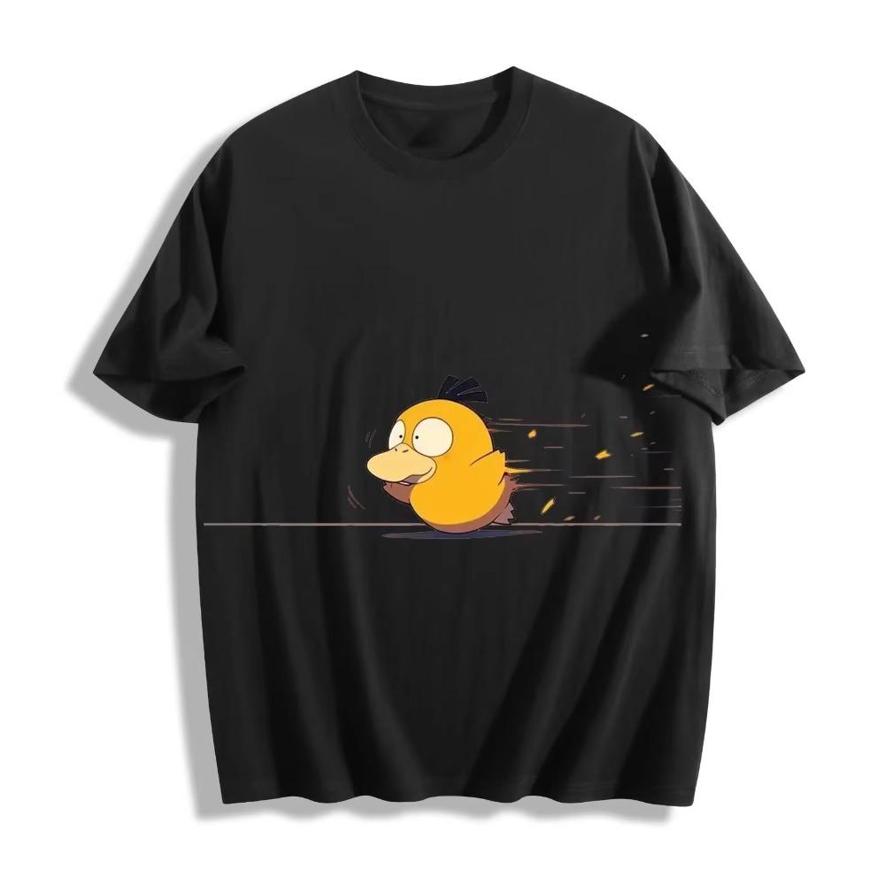 Psyduck Tshirt Cotton Breathable Fashion Versatile Unisex Streetwear Casual Oversized Loose Short Sleeve Breathable