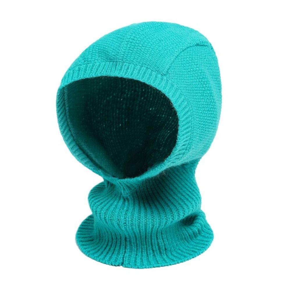 Solid Color Knitted Hooded Cap Woolen Neck Collar Beanies Cap Fashion Balaclava Hat  Outdoor