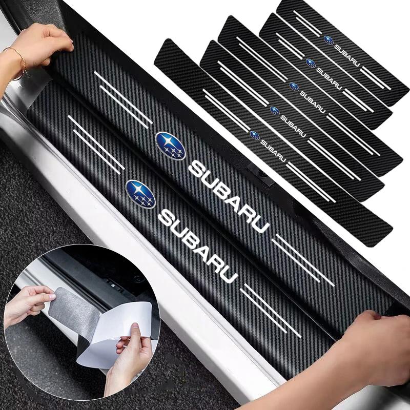 Car Door Sill Scuff Plate Decor Carbon Fiber Stickers For Subaru WRX Forester Outback Crosstrek Legacy Impreza Levorg cy5