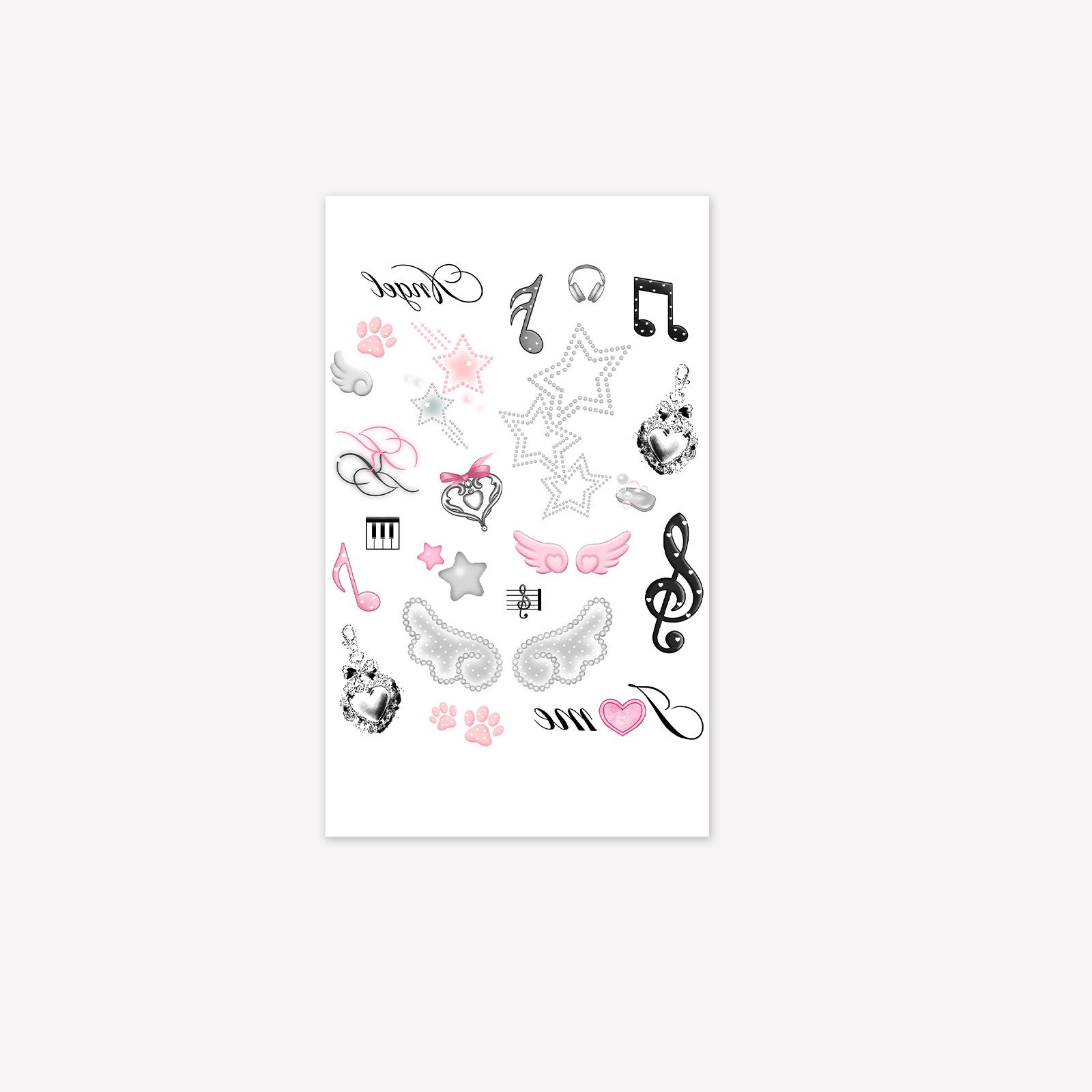 

Mini Small Pattern Tattoo Sticker, Korean, Star Cat Paw Music Note Finger, Waterproof And Long-Lasting Sticker On The Back Of The Hand 11*18CM