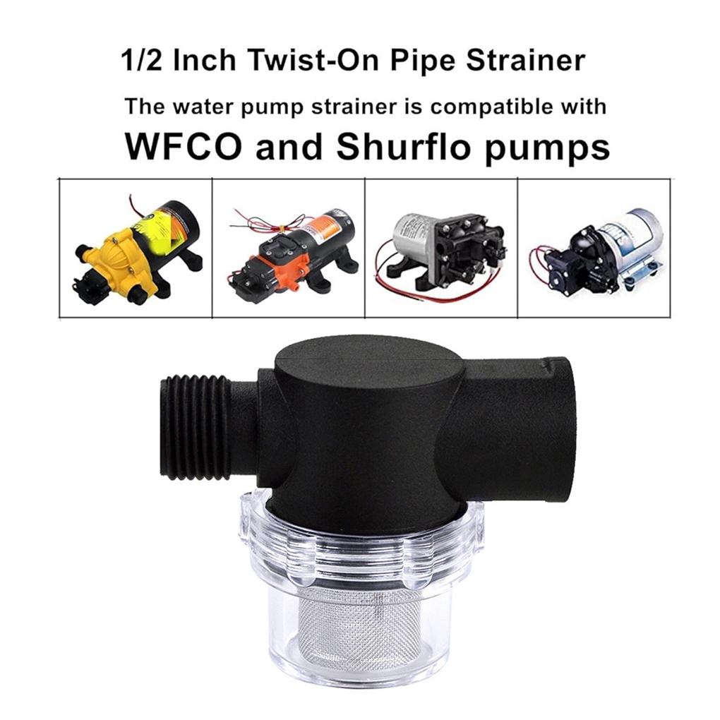 2PCS 1/2Inch Twist-On Pipe Water Pump Strainer Npsm Inlet/Outlet with 50 Mesh Stainless Steel Filter Screen for RV Marine