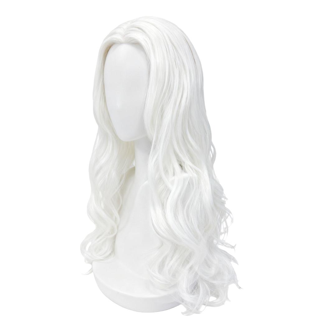 White Long Loose Wave Wig with Middle Part - Natural-Looking Synthetic Fiber for Cosplay, Party & Daily Styling