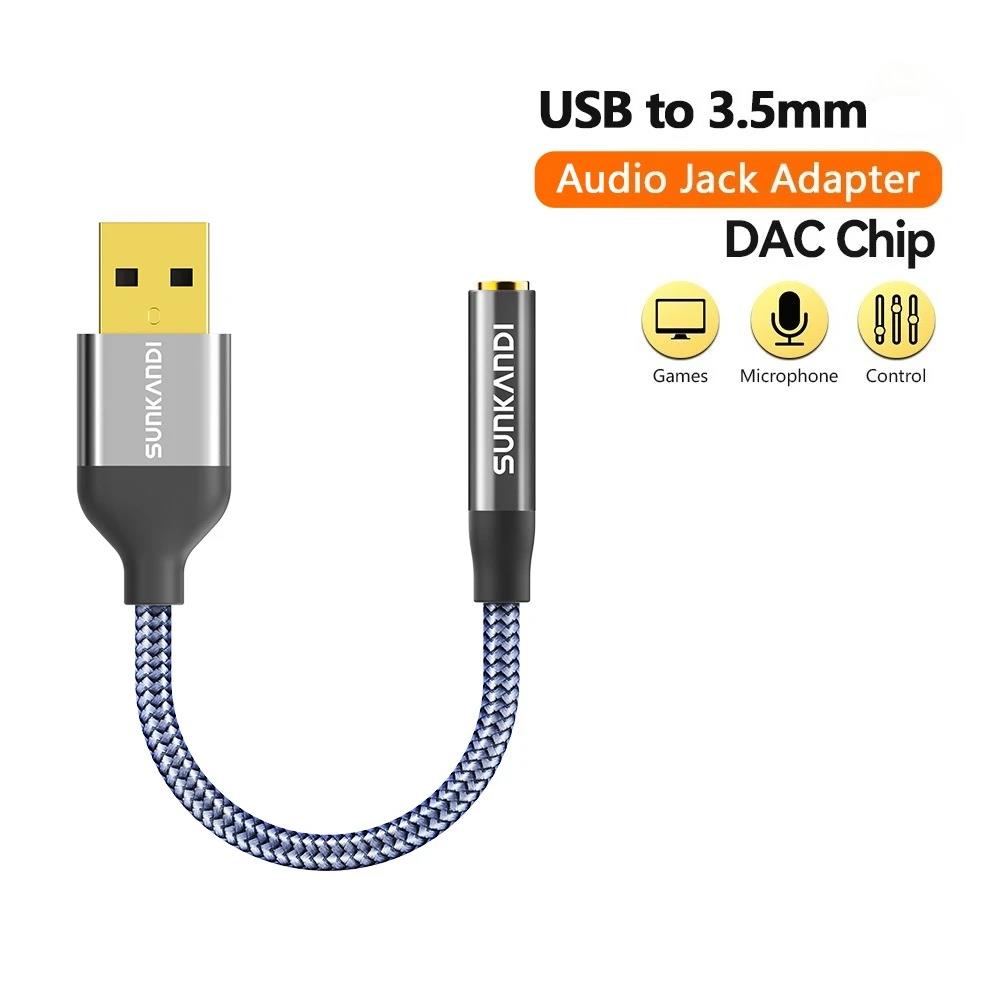 SUNKANDI USB to 3.5mm Audio Jack Adapter External Sound Card Converter for PC Laptop Mac Desktops PS4 and More DeviceGood product