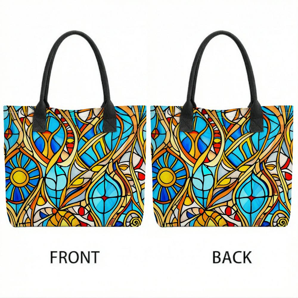 Stained Glass Pattern Tote Bag Fashion Casual Large Capacity Daily Use Handbag
