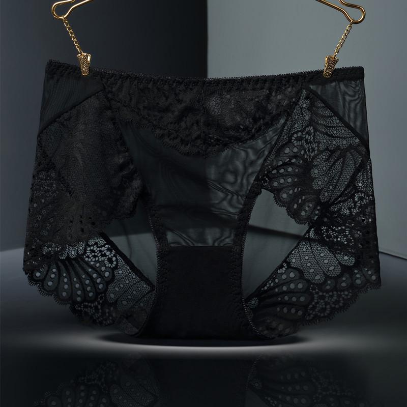 Lace High Waist Briefs Cinching Hip Lifting Underwear for Women Pure Cotton Antibacterial Strong Seamless Triangle Panties