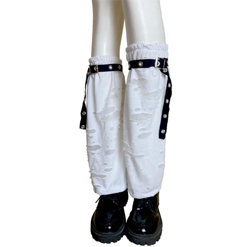 Women's Leg Warmers Punk Summer Hollow Out Calf Tube Sleeve Sling Leg Cover Slouch Socks Knee High Calf Socks Gothic
