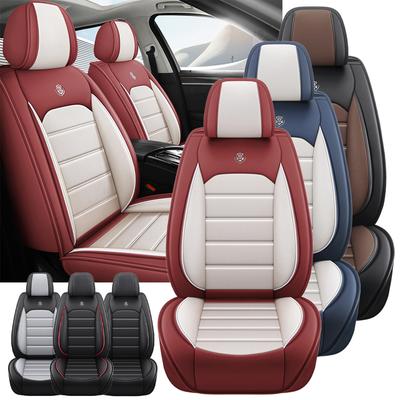 Fundas para Asientos de Coche Juego Completo Cuero Transpirable Cubre Asiento Delantero de Coche Protección Completa del Asiento Cojín Almohadilla Accesorios Interiores de Coche