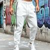 Men's Casual Striped Pants with Webbing Design, Loose Fit Tapered Joggers for Spring and Summer