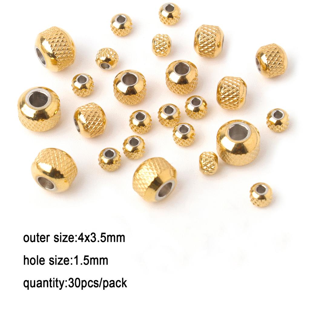 1pack Stainless Steel Loose Beads Screw Grid Oblique Straight Line Tube Shape Beads for Jewelry Making Diy Bracelet Accessories