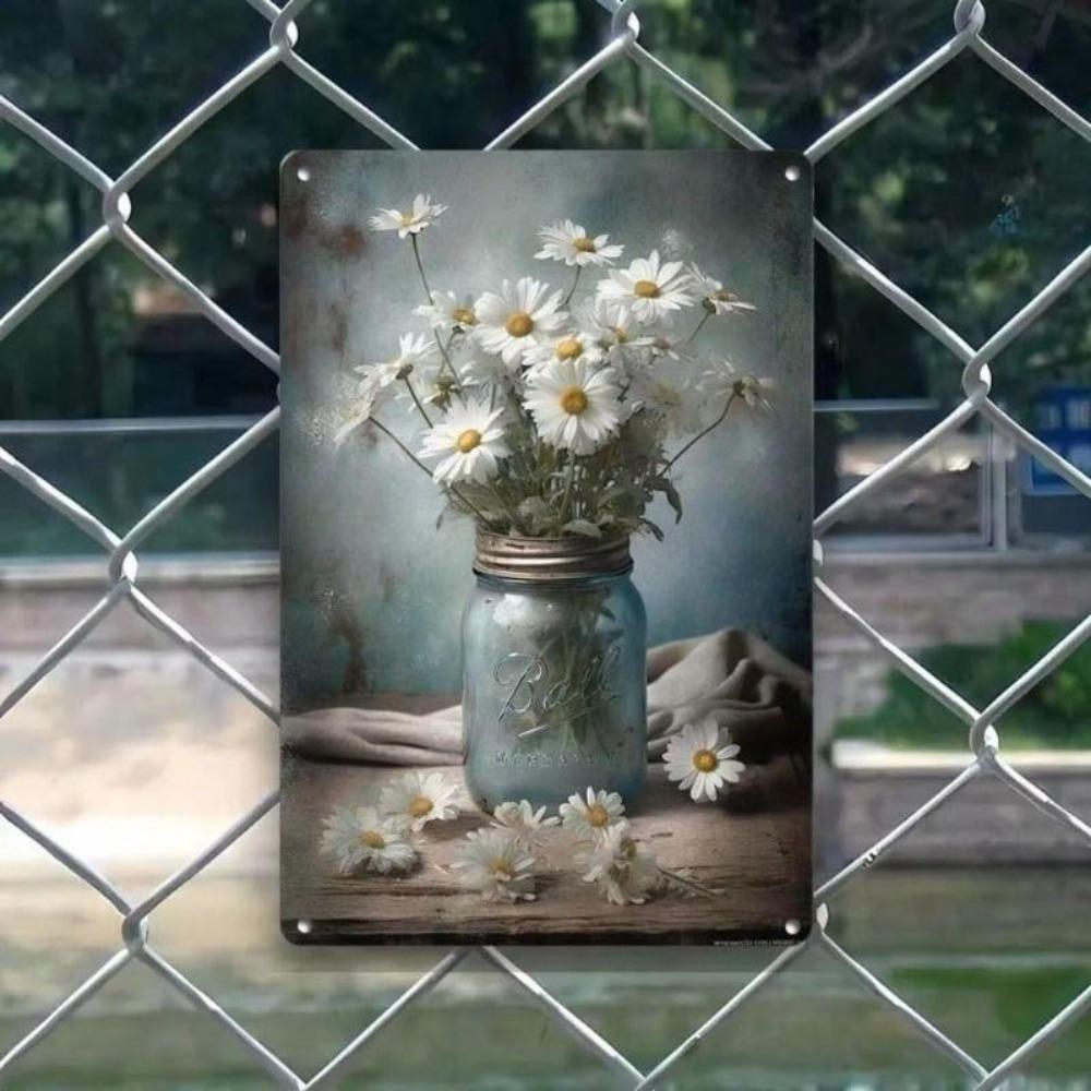 Retro Metal Tin Sign Floral Wall Art Decor 8x12 Inch for Office Living Room Patio