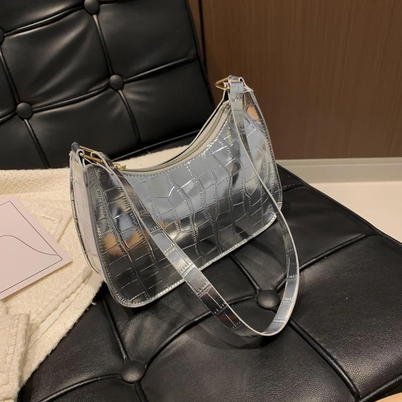 Solid Casual Shoulder Bag for Women Interior Compartment PU Sewing Bags Large Capacity