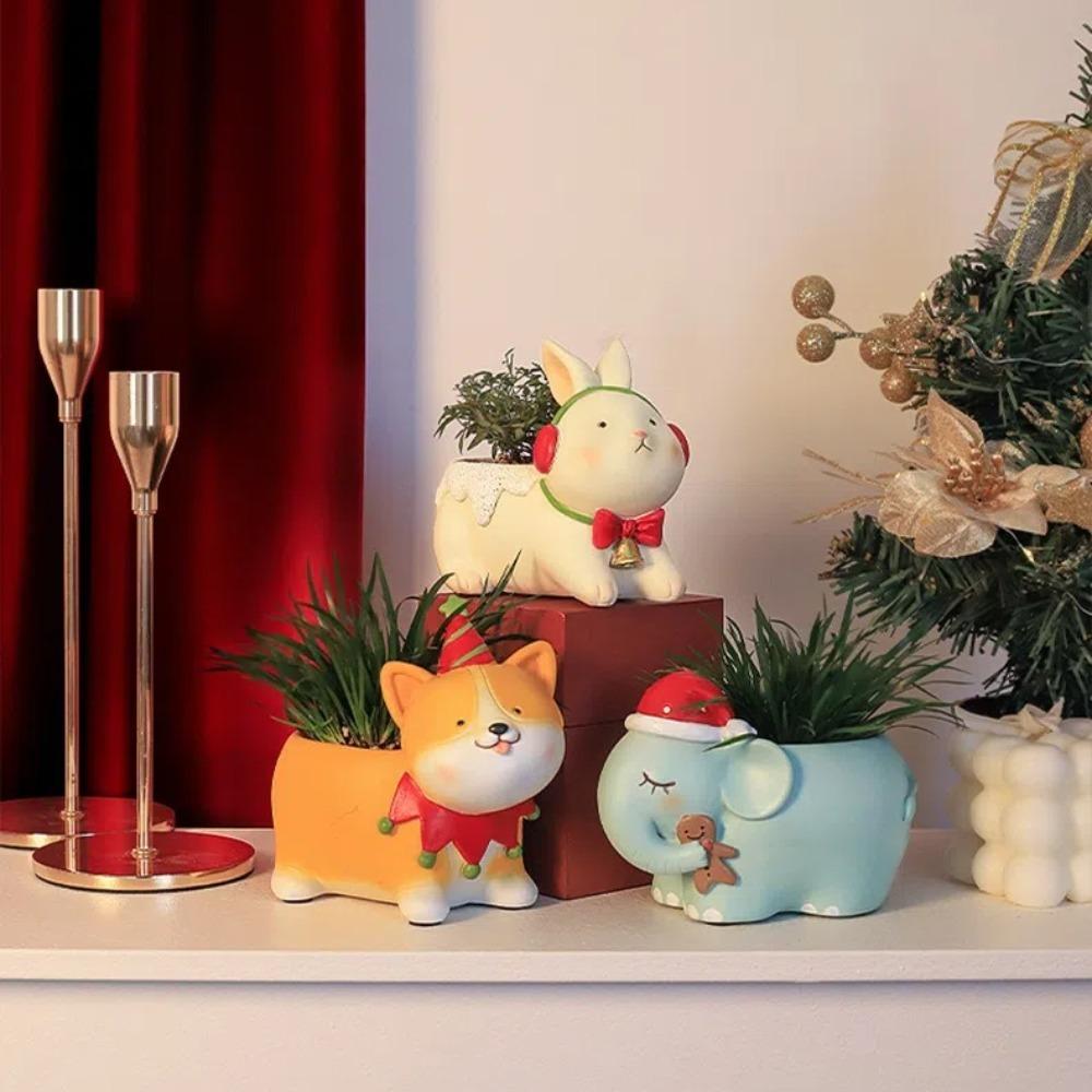 Bunny Reindeer Succulent Planter Resin Animals Flowerpot Cute Succulents Plants Pots Home