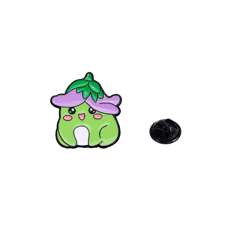 1pc Cartoon creative silly and cute little frog brooch jewelry creative green leaf frog shape drip oil badge