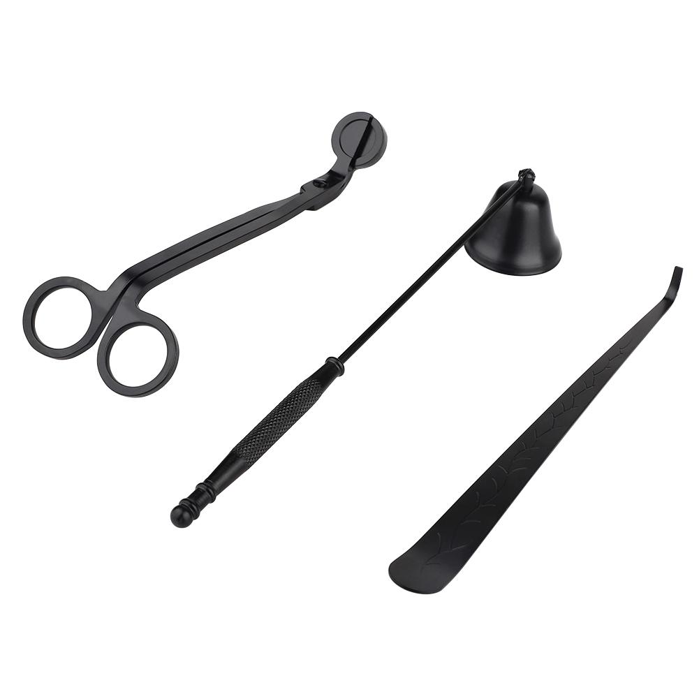3 Pcs Set Aromatherapy Candle Tools Candle Trimmer Snuffer Hook for Home Decoration Black