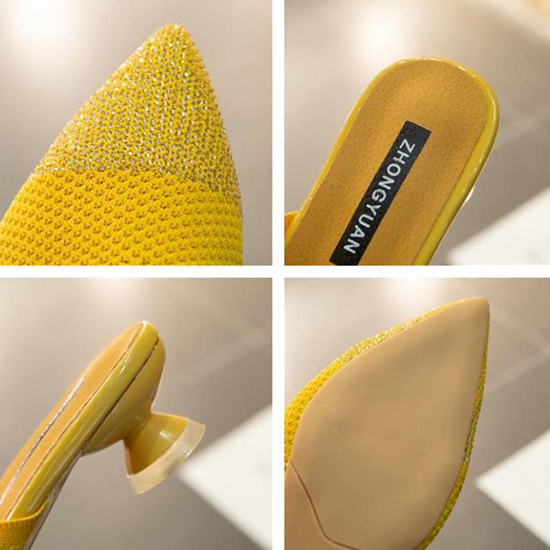 Damen Sommer Einfarbig Niedrigen Absatz Hausschuhe Weibliche Koreanische Version Oberbekleidung Spitze Zehen Alle-spiel Nicht-slip Verschleiß-beständig Sandalen Hausschuhe