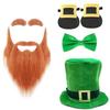 Green Tall Hat Beard for Saint Patrick Day with Bowtie Festival Decors Irish National Day Gathering Party Costume Props