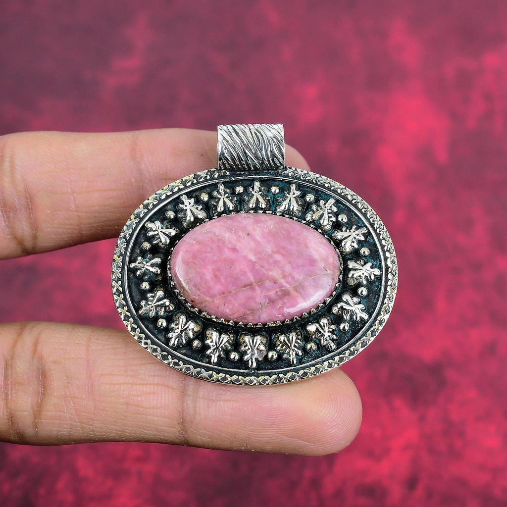 Rhodonite Jewelry, 925 Solid Sterling Silver Pendant Handmade Gemstone Jewelry, Gifts For Wife Brand New Pendant