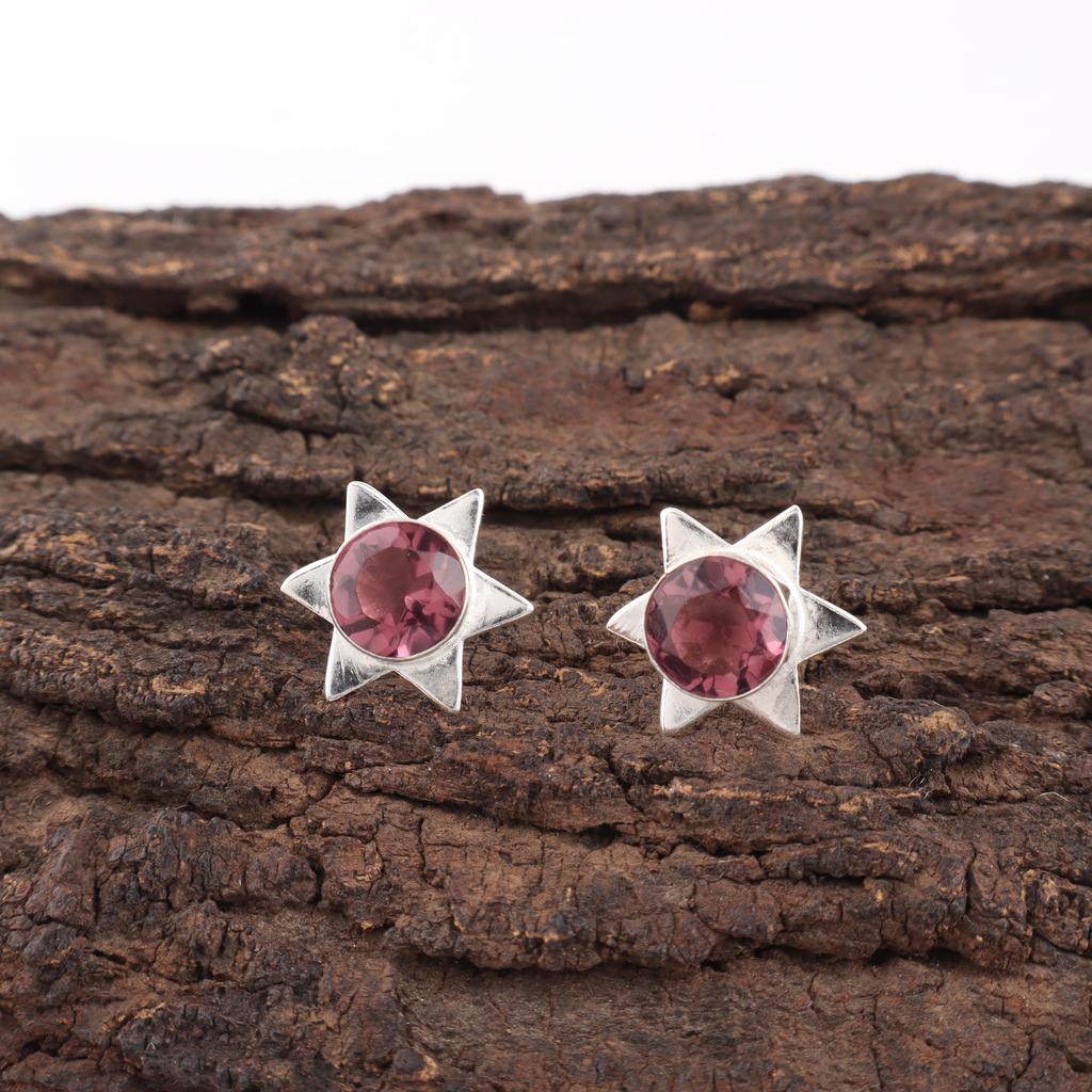 Rhodolite Gemstone Jewelry, Handmade Silver Jewelry, 925 Solid Sterling Silver Earrings, Gorgeous Silver Earrings For Wedding Gift