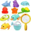 No Hole Bath Toys for Babies 6-12+ Months, Wind-up Swimming Ducks & Boat Bath Toys for Kids Ages 1-3, Baby Pool Toys Fishing Net Water Toys Watering