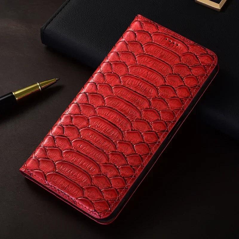 Etui z klapką Dla OPPO Reno15 Reno 15F 15 Pro Max 5G Wzór wężowy Magnetyczne Pokrowiec Skóra bydlęca Prawdziwa skóra Kieszonka na karty Portfel Pokrowce