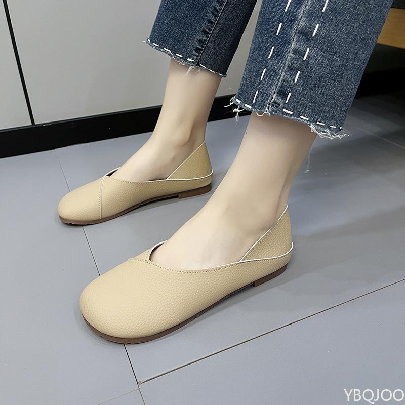 Women's Round Toe Flats Casual Leather Loafers Ballet Shoes Ladies Slip On Cute Flats Nurse Shoes Sneakers Plus Size Zapatillas