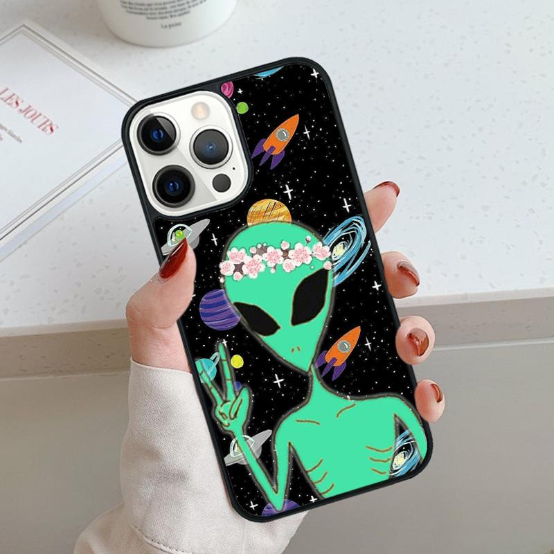 Alien Martian UFO Phone Case For iPhone 11 12 13 14 15 16 Pro Max Mini Cover For iPhone Max 5 6 7 8 Plus Coque Shell