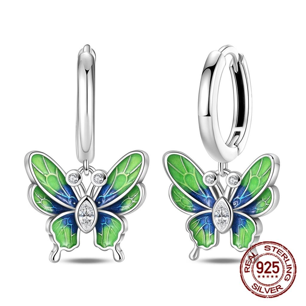 New in 925 Silver Lucky Clover Earrings for Women Girl Green Leaf Ear Studs Fine Jewelry Fashion Luxury Anniversary