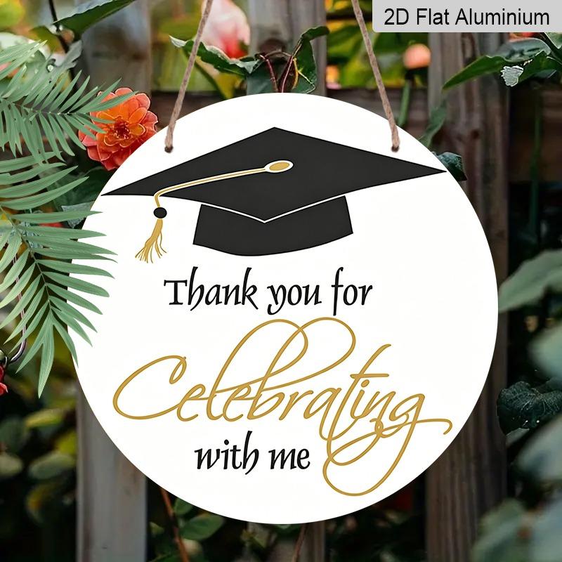 

2D Flat Aluminum Graduation-themed Wall Hanging, Available in Various Sizes, with A Black and Gold Minimalist Luxury Style. An Ideal Choice for Home 7.87×7.87inch