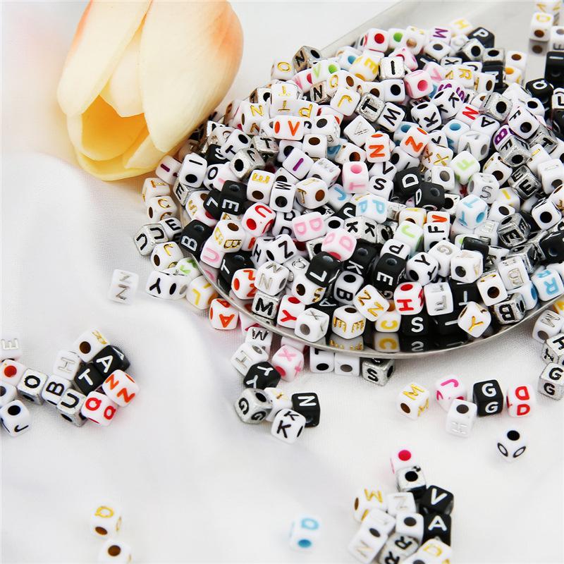 Handmade Bracelet Beads 5x5mm Acrylic English Letters Square Beads Beading Jewelry Accessories Handmade Pendant Diy Bracelet Materials
