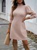 Women's Clothing Autumn Winter Elegant Style High Neck Fitted Knit Dress
