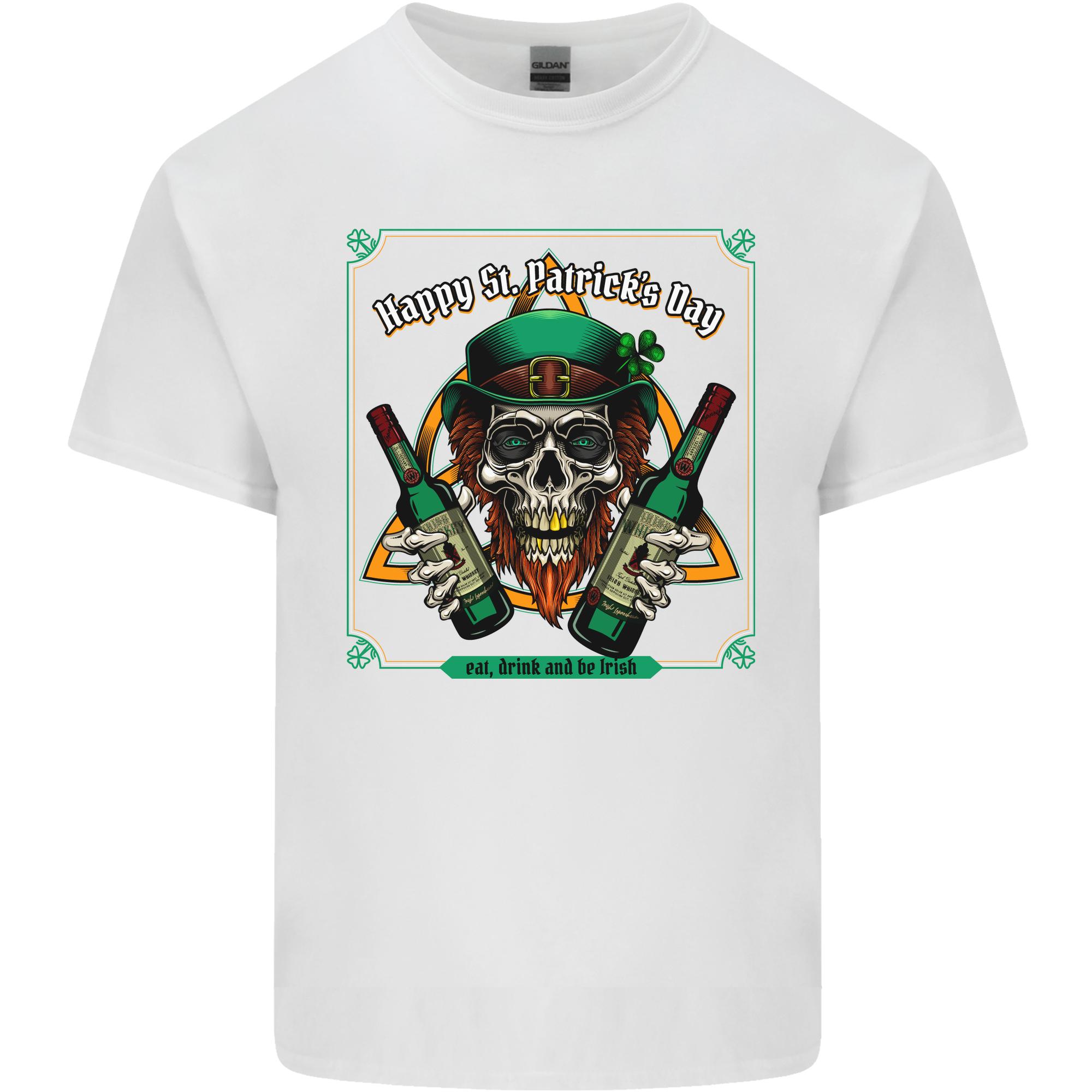 St Patricks Day Skull Beer Alcohol Unisexs Light Cotton TShirt S