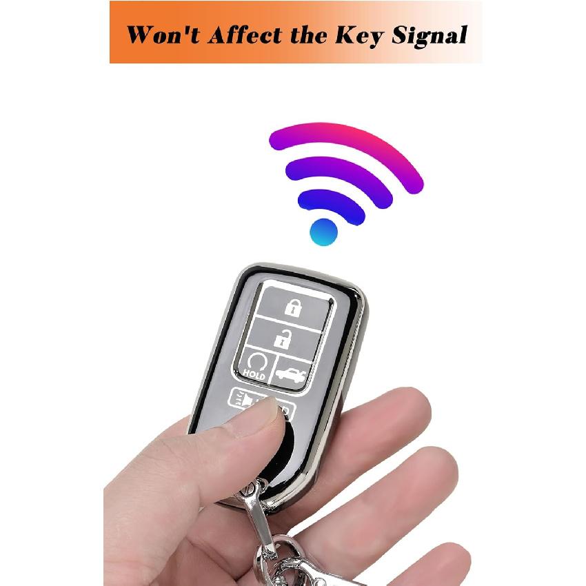 Key Fob Cover - Soft TPU Holder for Accord Civic CRV Pilot Odyssey Smart Key Keyless Remote Black