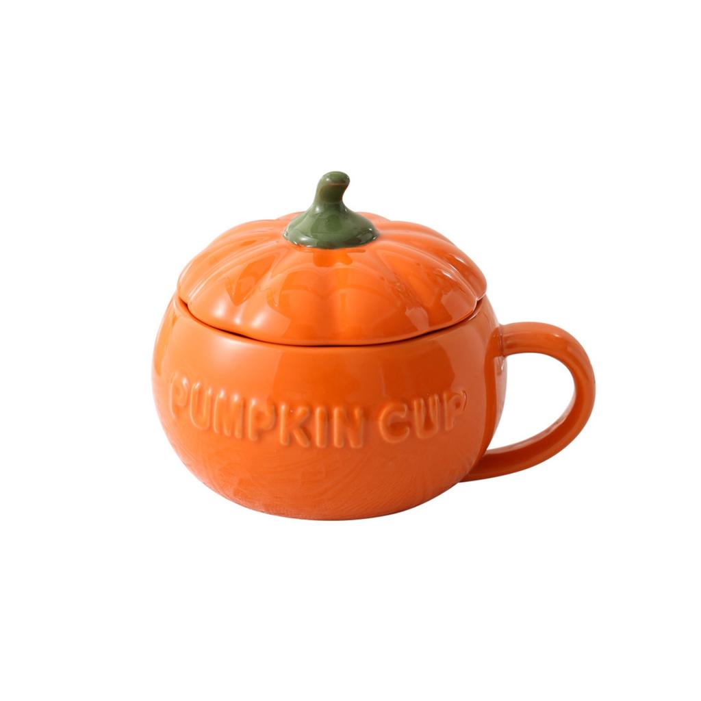 Cute Pumpkin Cup Ceramic Cup Milk Soup Breakfast Cup Novelty Personalized Cartoon Cup With Lid