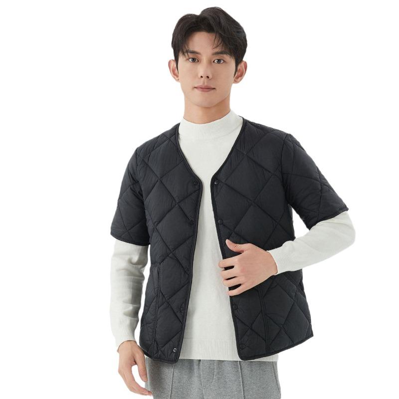 New winter men's short-sleeved double-sided light and thin warm home cotton-padded clothes men's cotton-padded clothes top 2455