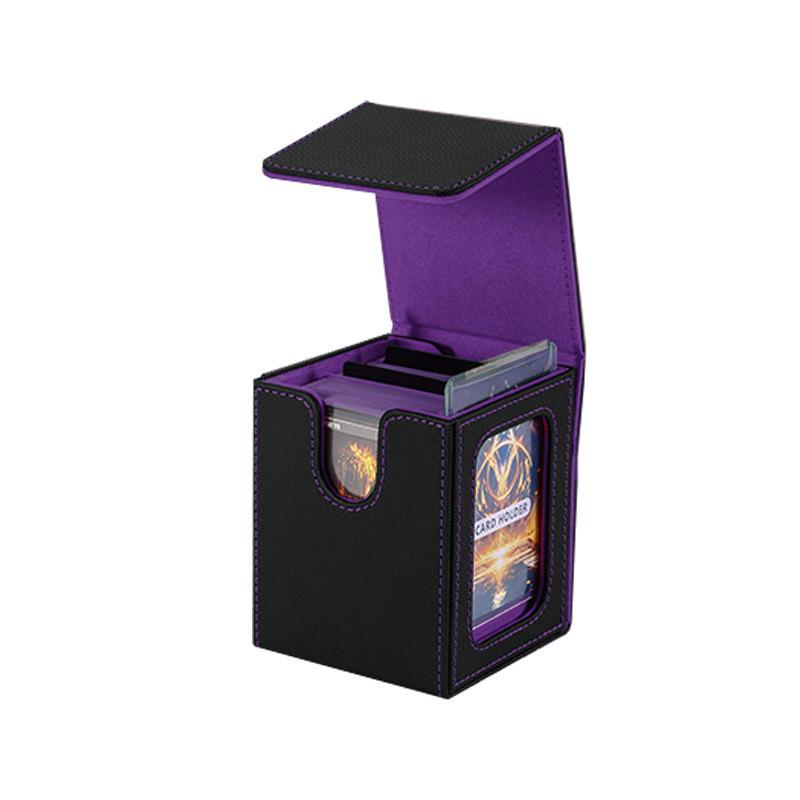 MTG Card Deck Box with Display Window, Trading Card Storage Box, Can Hold 120 + Single Sleeved Cards, Magnetic PU Leather Box