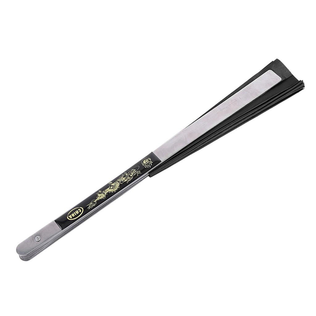 Stainless Steel Tai Martial Arts Kung Fu Dance Practice Training Performance Fan Black