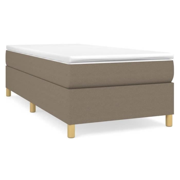3144502 vidaXL Lit à sommier tapissier avec matelas Taupe 100x200 cm Tissu