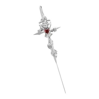 Rose Thorns Heart Stud Piercing Ear Cuff Needle Party Wear Earring for Trendy Women Music Festival Accessories