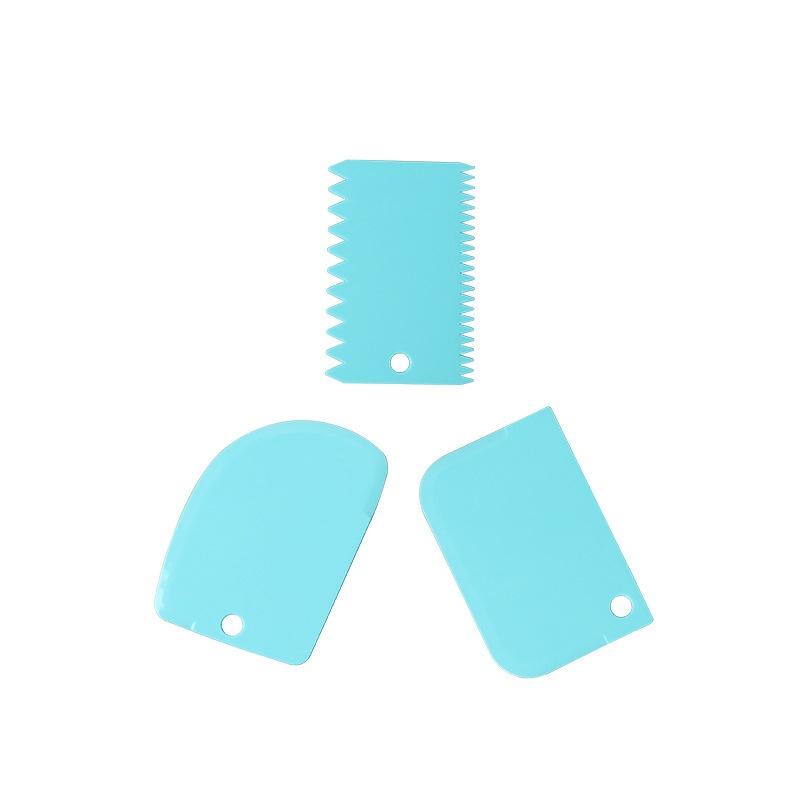 3Pcs Cream Scraper Suit Diy Kitchen Straight Arc Tooth Shape Cream Bread Cutter Plastic Cake Pasty Scraper Baking Fondant Tools