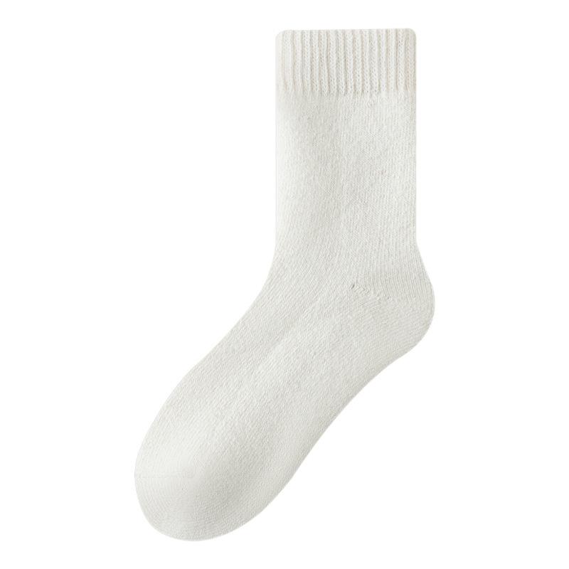 Women's Winter Thickened Fleece Wool Socks for Women, Mid-calf Socks for Warmth, Solid Color Simple Fleece Women's Socks for Autumn and Winter