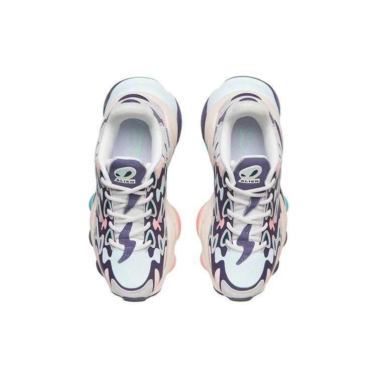 Li Ning CF Color Block Sports Shock Absorption Rebound Low Top Lifestyle Casual Shoes Women Casual Shoes Purple Gray AGLR166-3