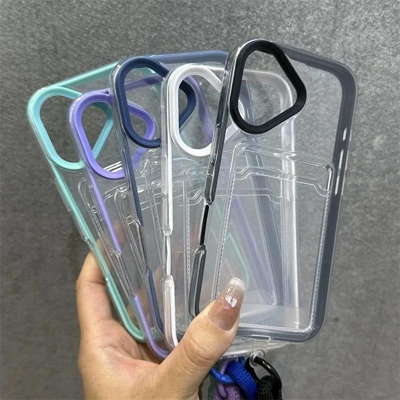 Applicable To iPhone11promax Simple Transparent Card Case Mobile Phone Case Lanyard Apple 11 Silicone 11 Anti-drop 11 Sets