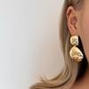 European & American Geometric Round & Oval Metal Earrings: Exaggerated, Simple, Water Drop Design, Bright Surface