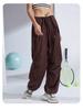 Women's Retro Cargo Slimming Windbreaker Pants for Autumn/Winter Running