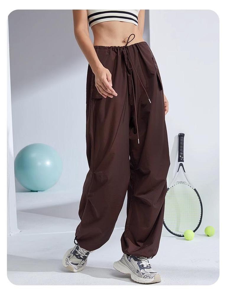 Women's Retro Cargo Slimming Windbreaker Pants for Autumn/Winter Running
