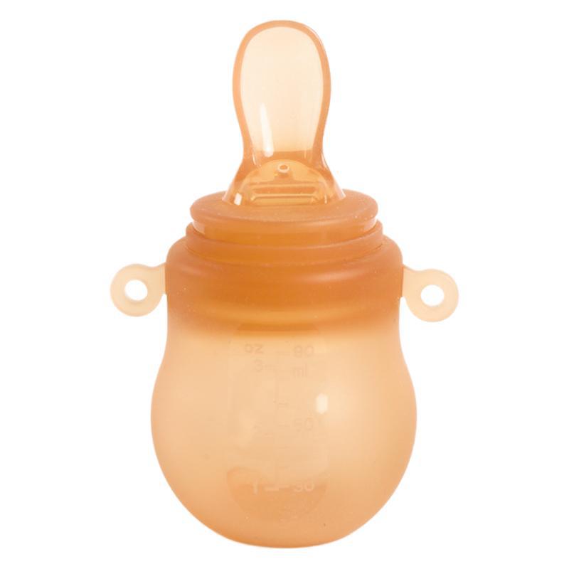 Silikon-Quetsch-Baby-Fütterlöffel-Flasche, Anti-Erstickung, Anti-Herunterfallen, Großes Fassungsvermögen 90ml für Müsli, Obst und Gemüse